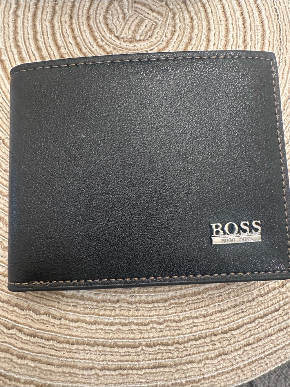 BOSS Black Leather Card & Key Holder Wallet with Silver Logo